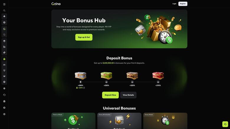 Qzino Casino Aktionsseite
