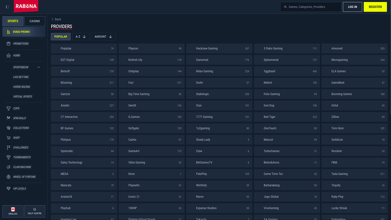 Développeurs de jeux de casino pour ordinateur Rabona
