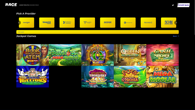 Jackpot de bureau de Race Casino