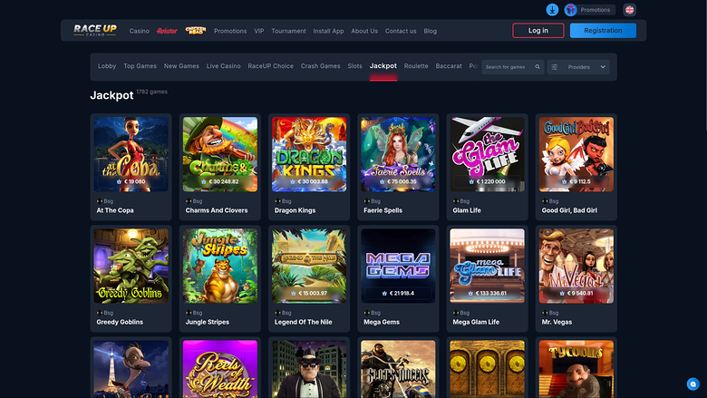 Jackpot de bureau du casino Raceup