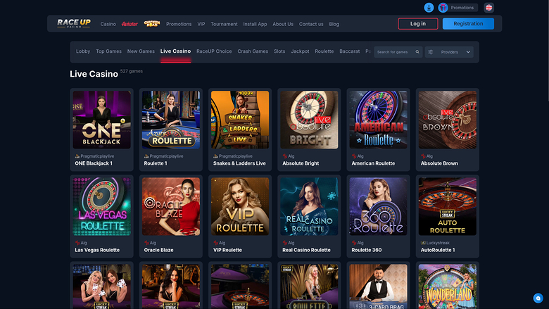 Casino Raceup sur ordinateur avec croupier en direct