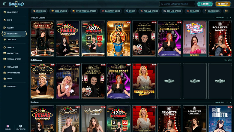 Ragnaro Casino Desktop Live-Dealer