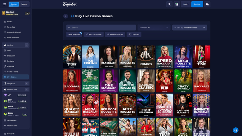 Rainbet Casino Desktop Live Dealer