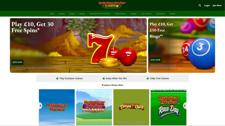 Rainbow Riches Casino Desktop-Startseite