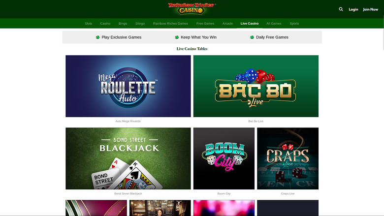 Rainbow Riches Casino Desktop Live-Dealer