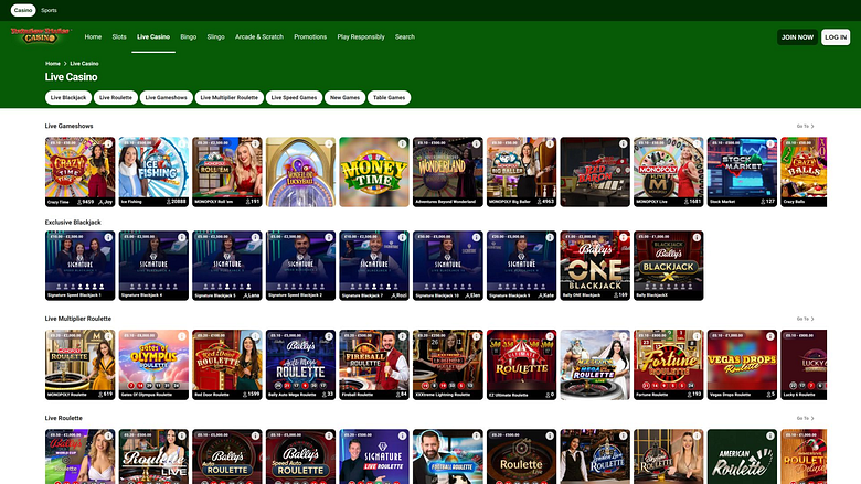 Casino en Direct de Rainbow Riches Casino pour Ordinateur