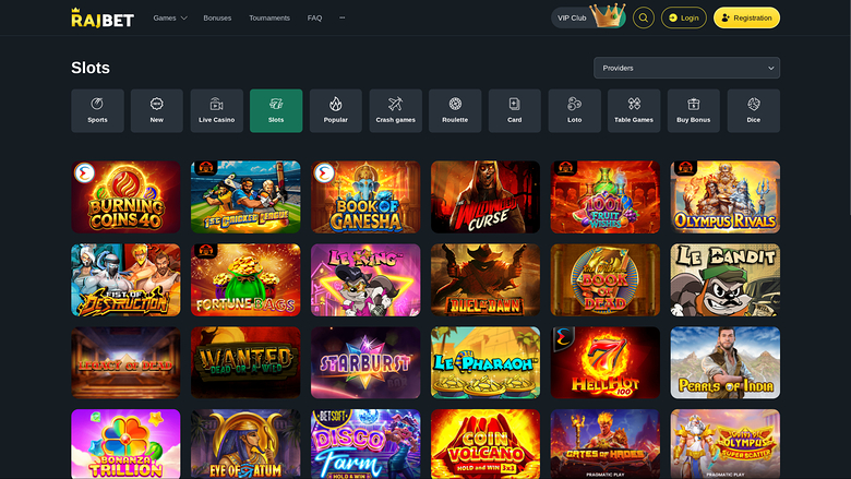 RajBet Casino Desktop-Spiele