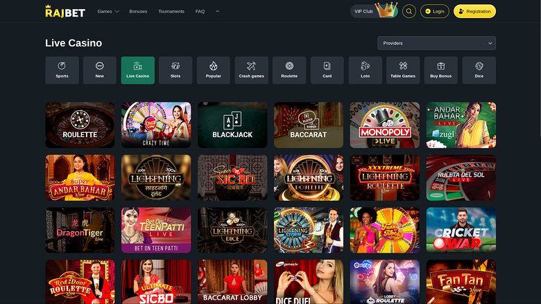 RajBet Casino Desktop Live-Dealer