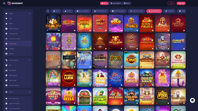 Jackpot de bureau du casino RamenBet