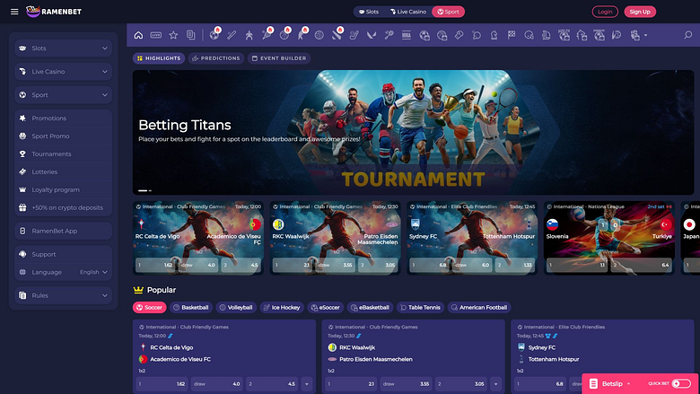 Deportes de RamenBet Casino para Escritorio
