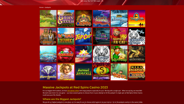 Jackpot de bureau du casino Red Spins