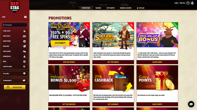 Red Stag Casino Desktop Promotions