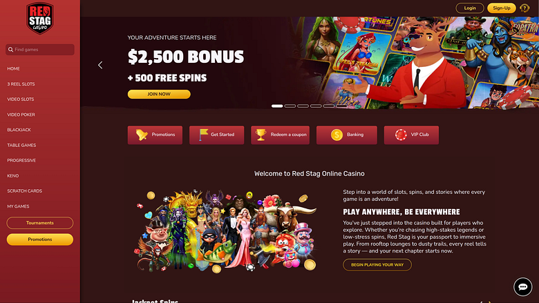 Página de inicio del casino Red Stag para escritorio
