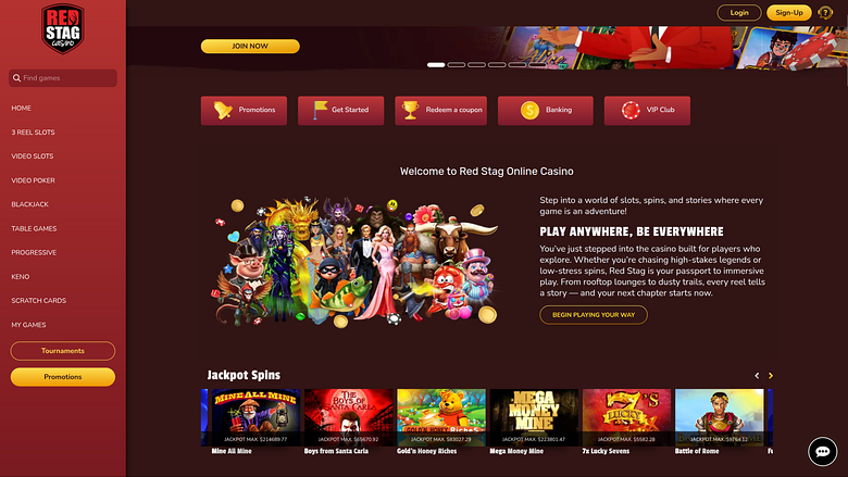 Jackpot de escritorio del casino Red Stag
