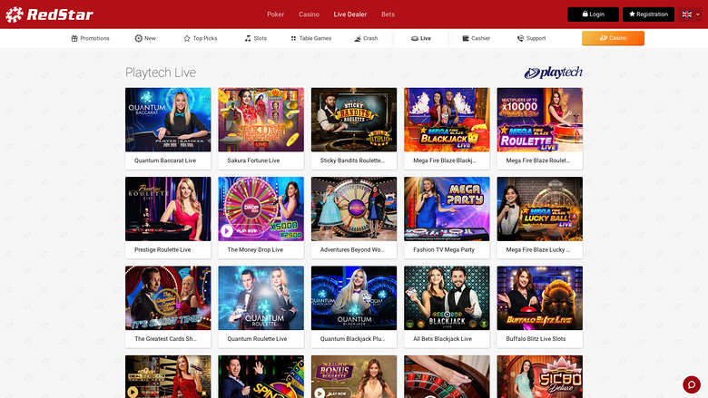 Casino Red Star sur ordinateur avec croupier en direct