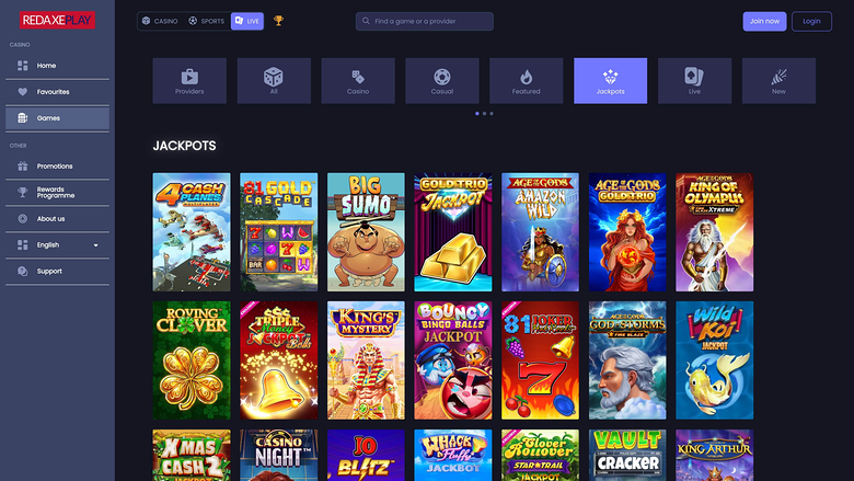 RedAxePlay Casino Desktop Jackpot