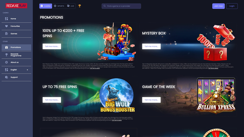 RedAxePlay Casino Desktop-Aktionen