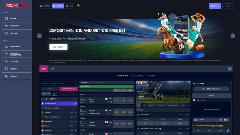 RedAxePlay Casino Desktop Sport