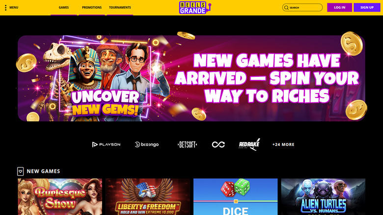Reels Grande Casino Homepage Desktop