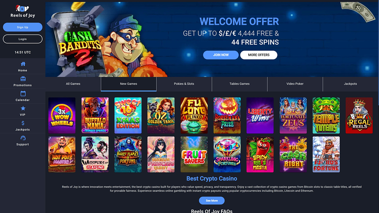 Reels of Joy.io Casino Desktop Homepage