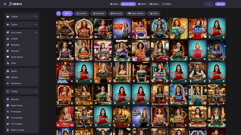 Казино с живыми дилерами Reels.io Casino для ПК