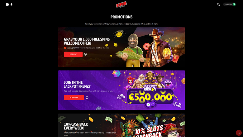 Promotions Refuel Casino sur ordinateur