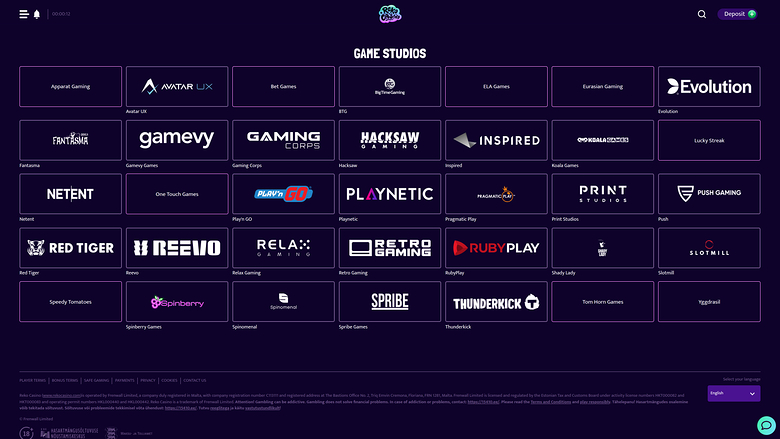 Développeurs du jeu de casino Reko pour ordinateur