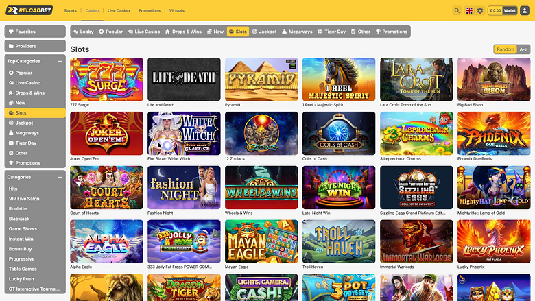 ReloadBet Casino Desktop Games