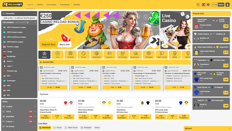 ReloadBet Casino Desktop Sports