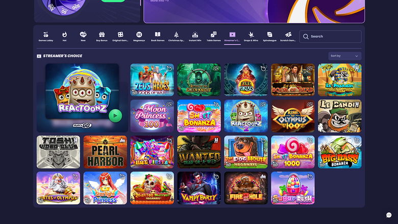 Choix des streamers de ReSpin Casino Desktop