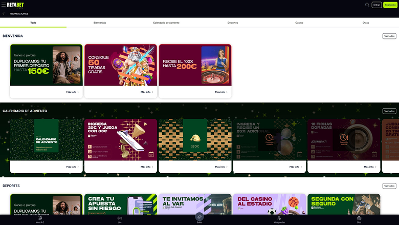 Promozioni desktop di RetaBet