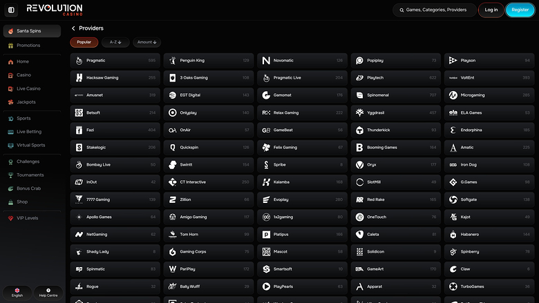 Разработчики настольных игр для казино Revolution