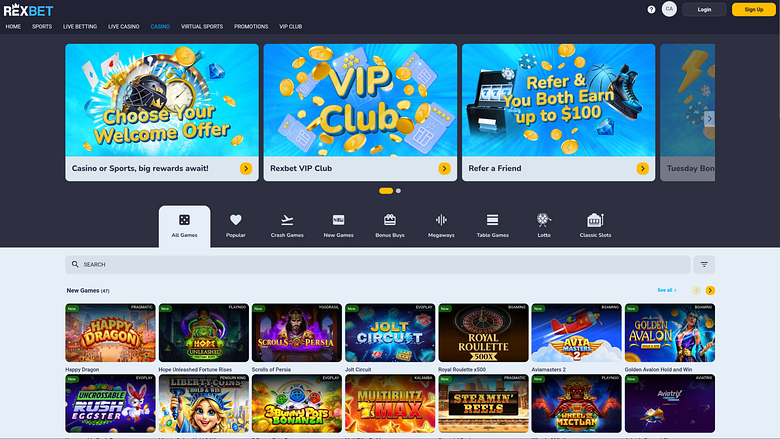 Игры для ПК в казино Rexbet