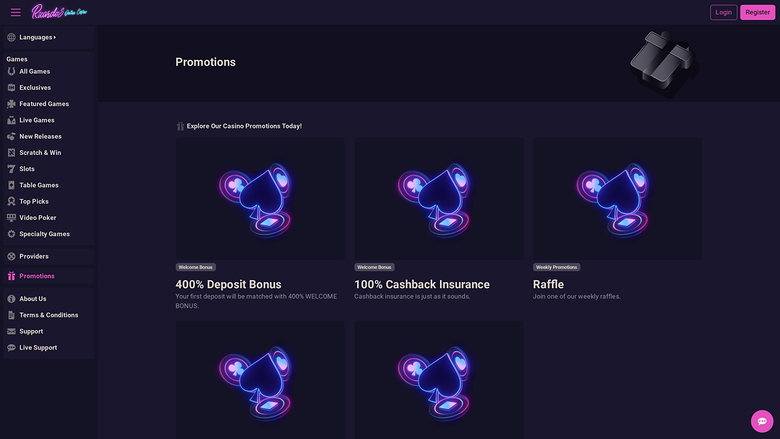 Promotions sur ordinateur de bureau au casino Ricardos