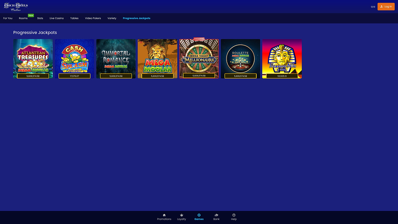 Jackpot du casino Rich Reels sur ordinateur