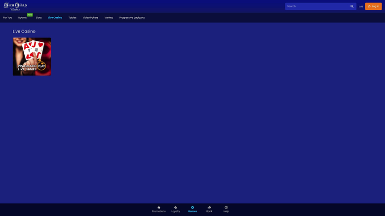 Casino Rich Reels sur ordinateur avec croupier en direct