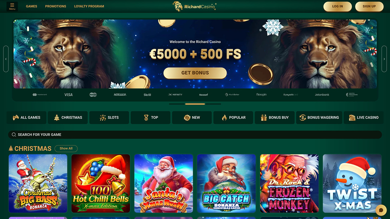 Richard Casino Desktop Homepage