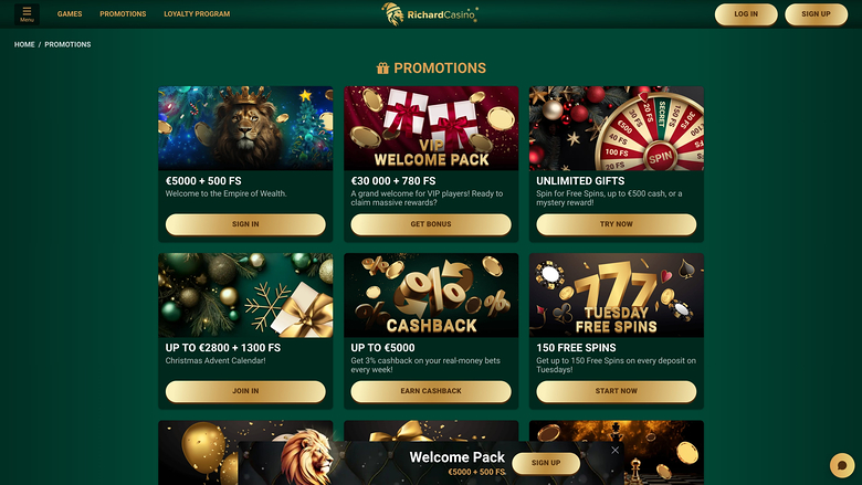 Richard Casino Desktop Promotions