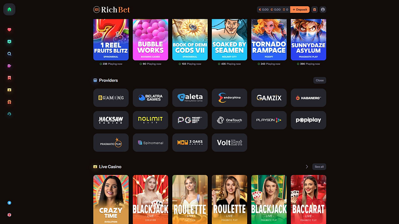 Développeurs de jeux de casino RichBet pour ordinateur