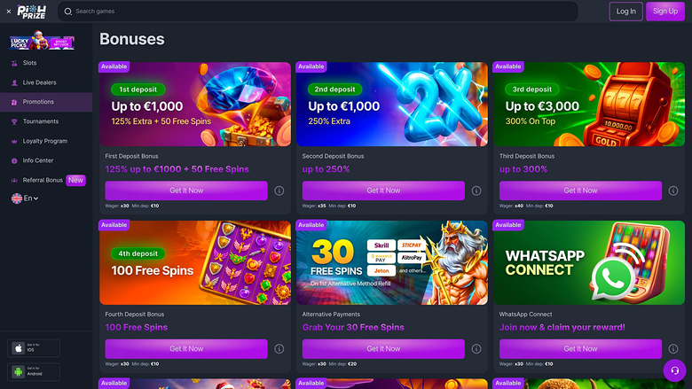 Promociones de escritorio de RichPrize Casino