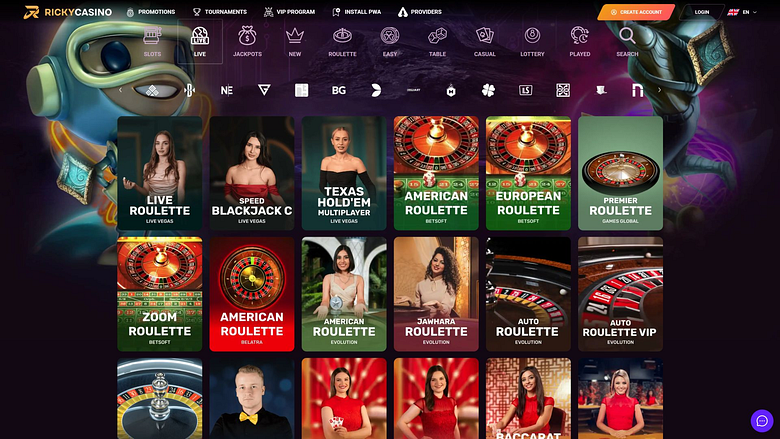 Ricky Casino Desktop Live-Dealer