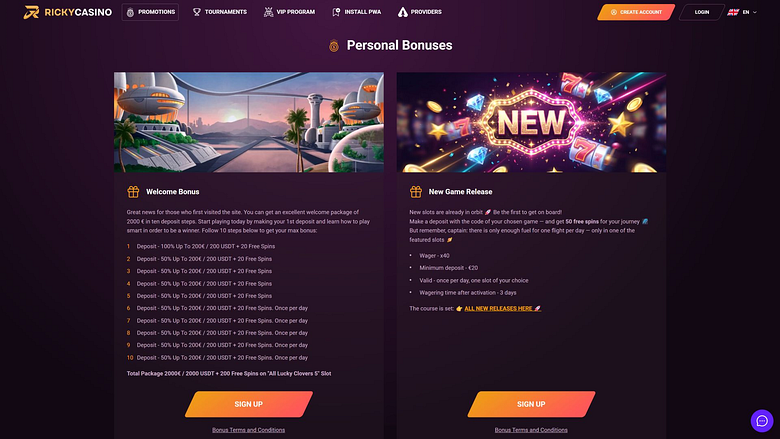 Ricky Casino Desktop-Aktionen