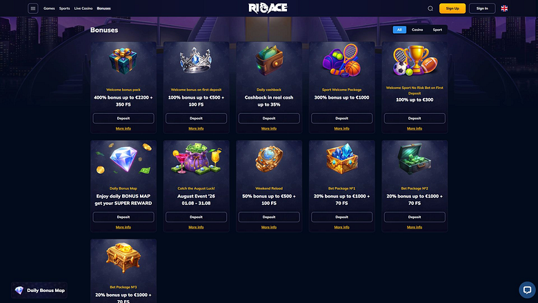 Rioace Casino Desktop Promotions