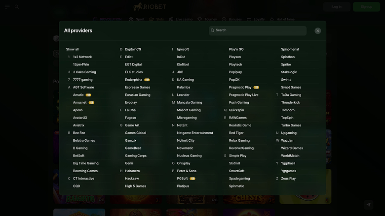 Développeurs de jeux de casino RioBet pour ordinateur