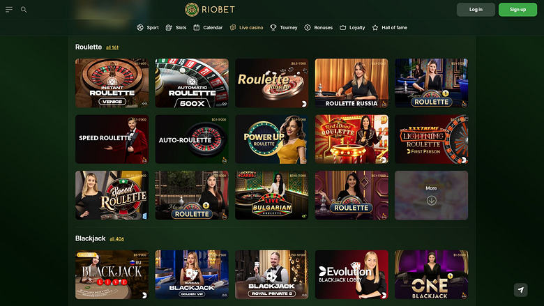 Казино RioBet с живыми дилерами на компьютере