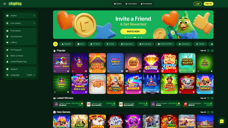 Page d'accueil du bureau du casino Rioplay