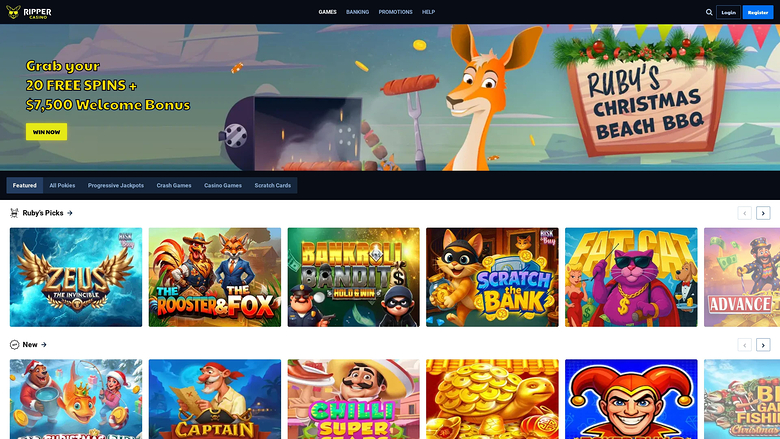 Ripper Casino Desktop Homepage