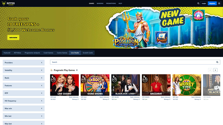 Ripper Casino Desktop Live Dealer