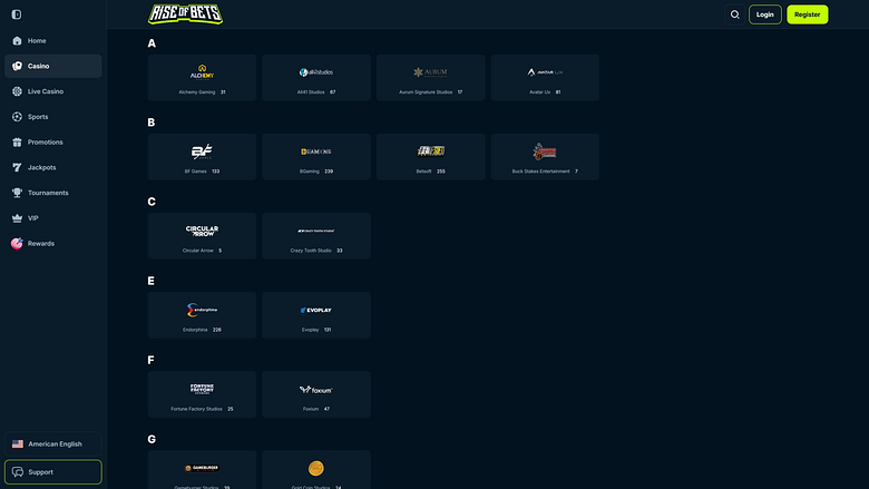 Rise of Bets Casino Desktop-Spieleentwickler