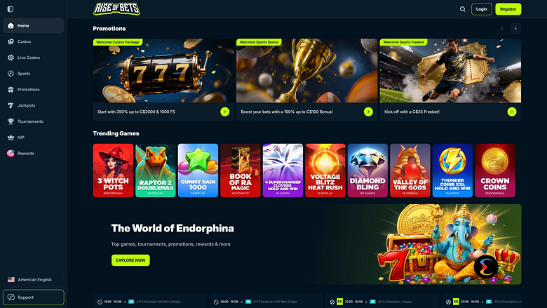 Rise of Bets Casino Desktop-Startseite